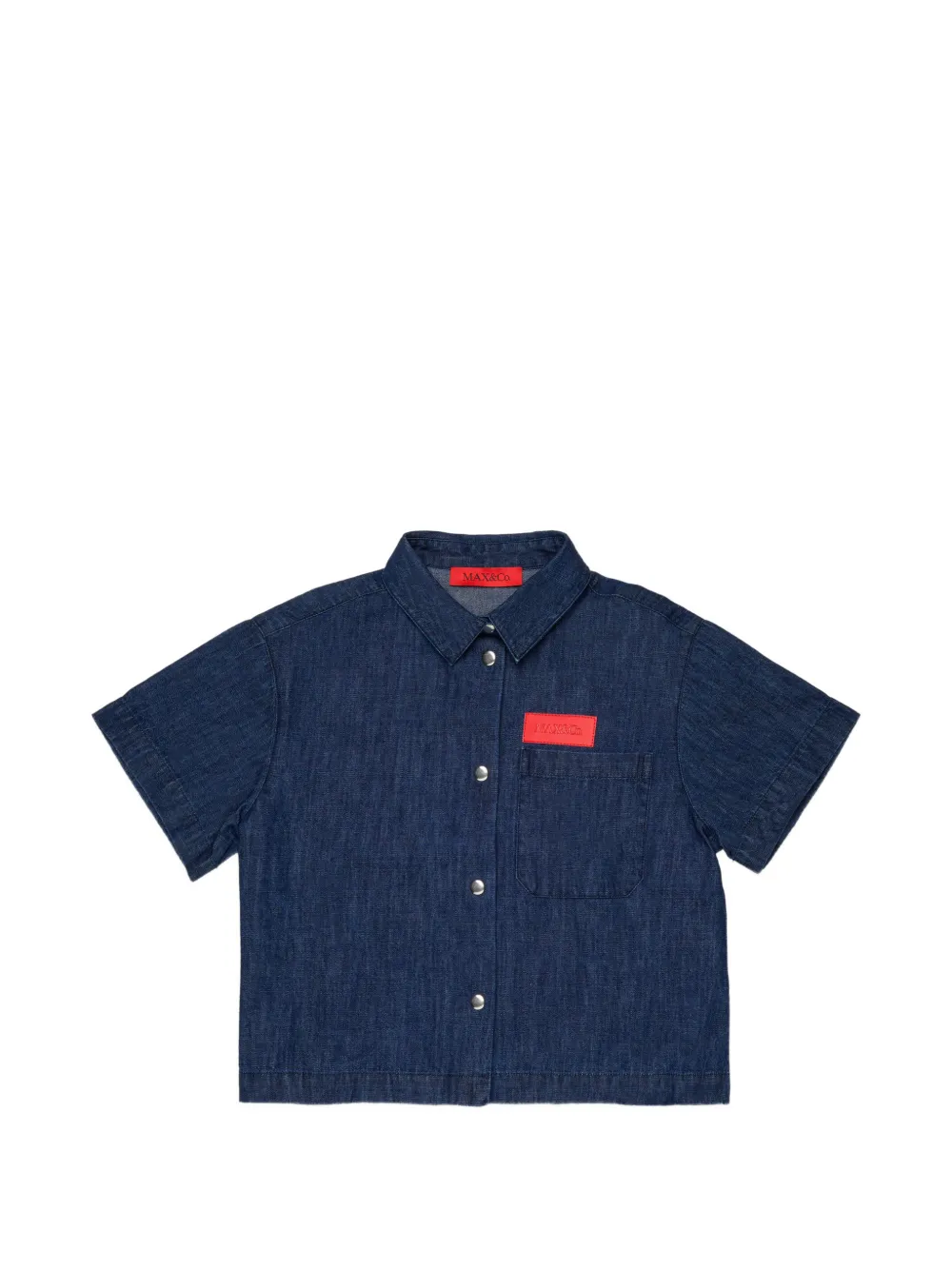 MAX&Co. Kids logo-detail short-sleeve denim shirt - Blu