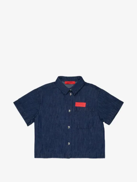 MAX&Co. Kids logo-detail short-sleeve denim shirt
