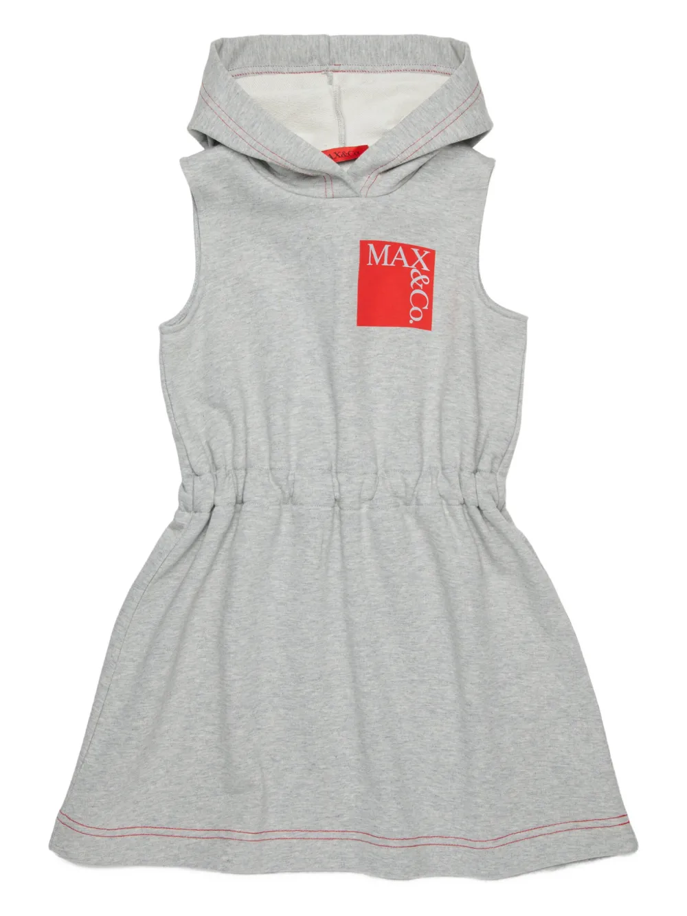 Max & Co Kids' Hooded Logo-printed Dress In White