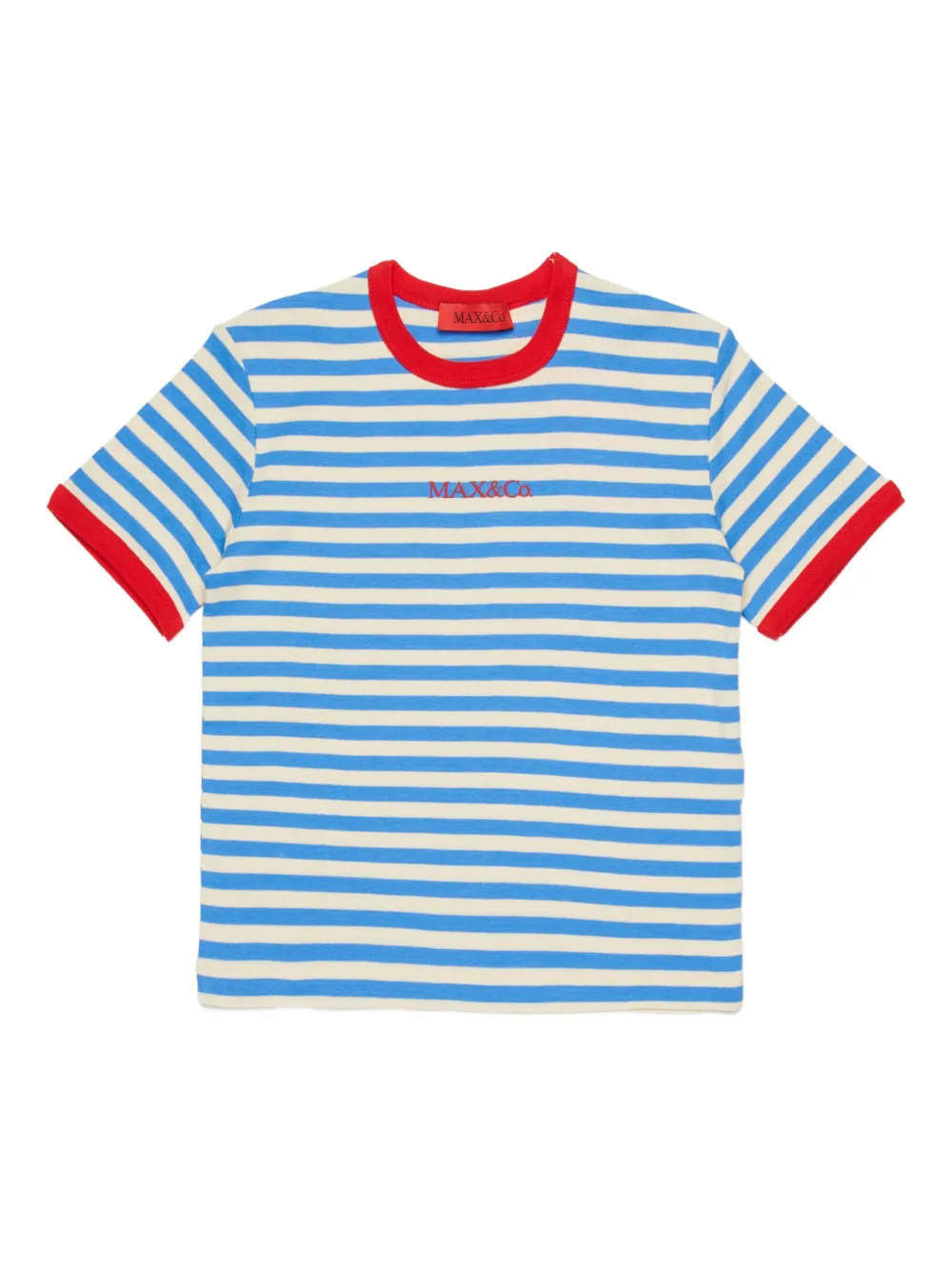 MAX&Co. Kids T-shirt con logo a righe - Blu