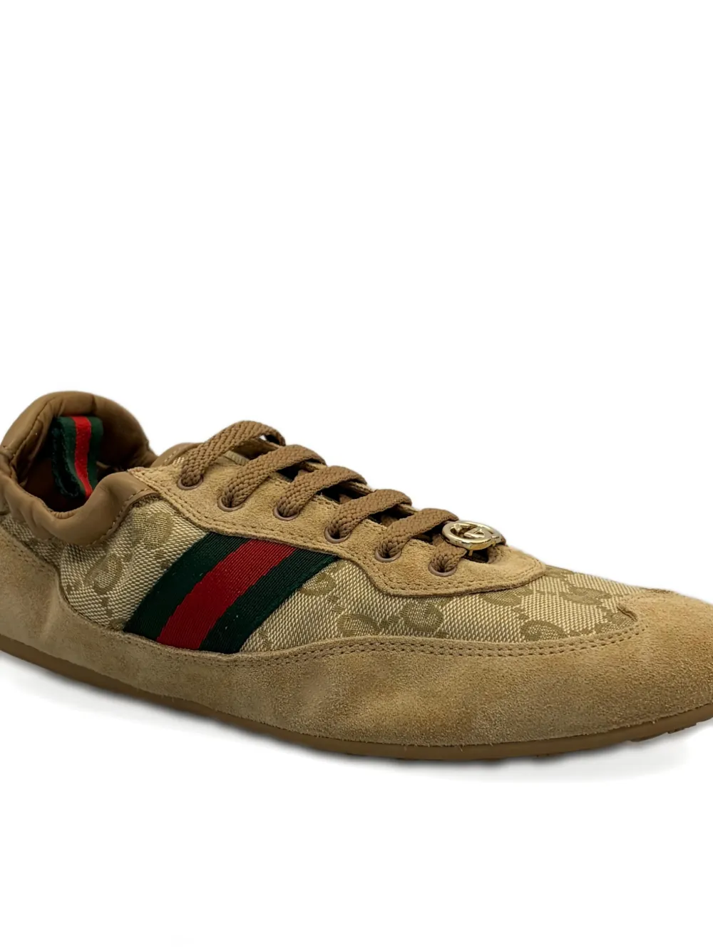 Gucci Web-stripe lace-up sneakers - Beige