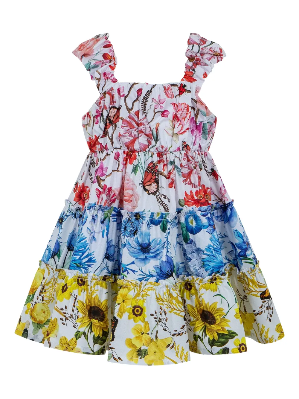 Lapin House x Mary Katrantzou jurk met bloemenprint en ruches Wit