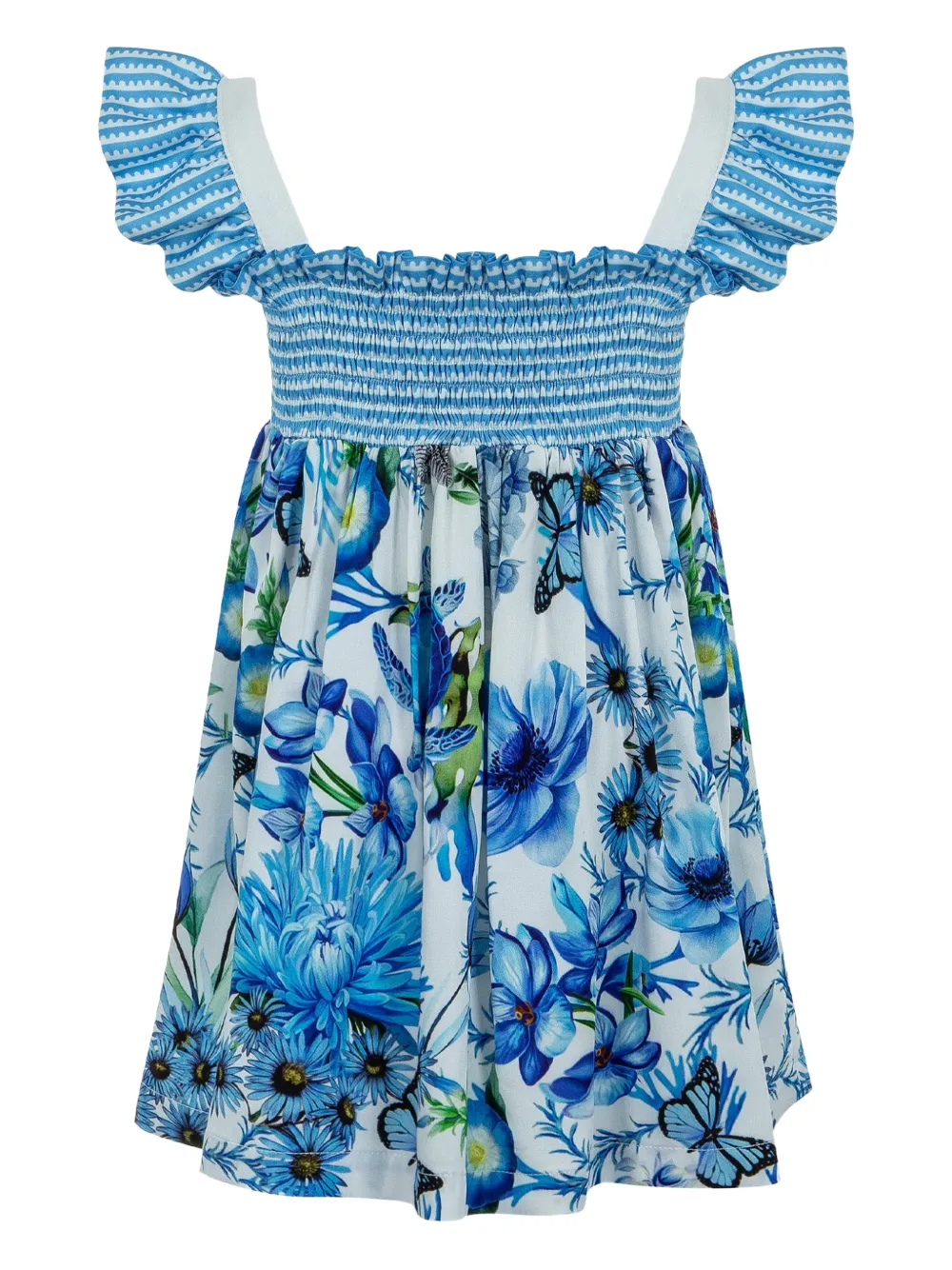 Lapin House x Mary Katrantzou gestreepte jurk met bloemenprint Wit