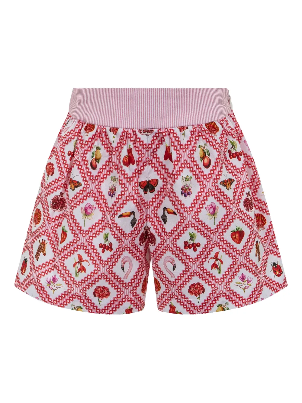 Lapin House x Mary Katrantzou gestreepte shorts met ruches Rood