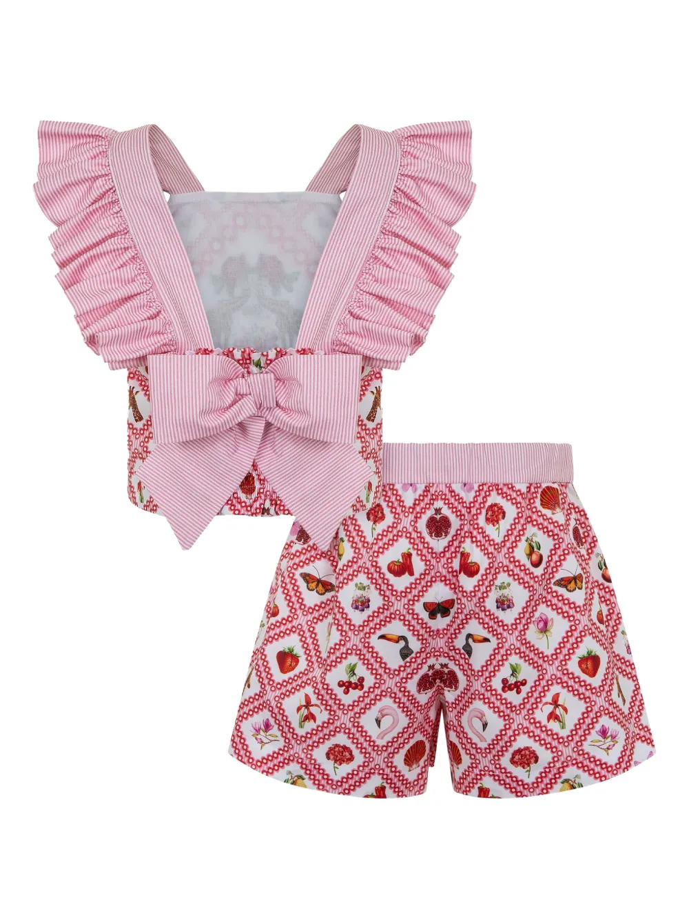 Lapin House x Mary Katrantzou gestreepte shorts met ruches Rood