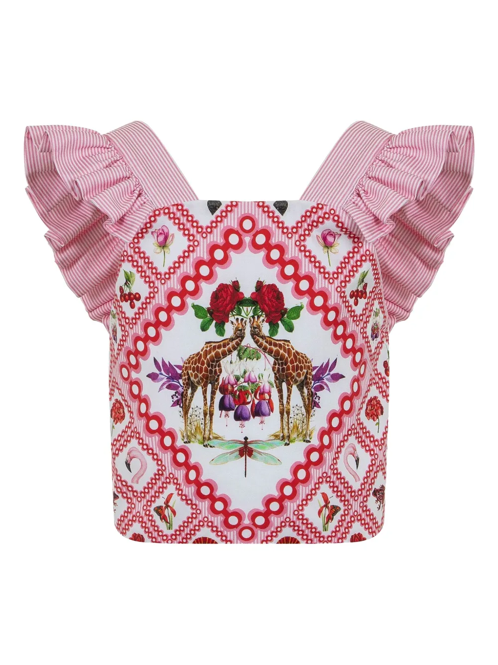 Lapin House x Mary Katrantzou gestreepte shorts met ruches Rood