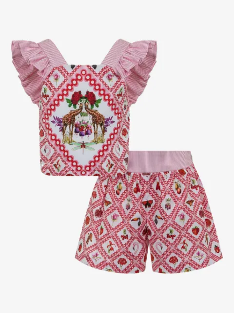 Lapin House x Mary Katrantzou striped ruffled shorts set