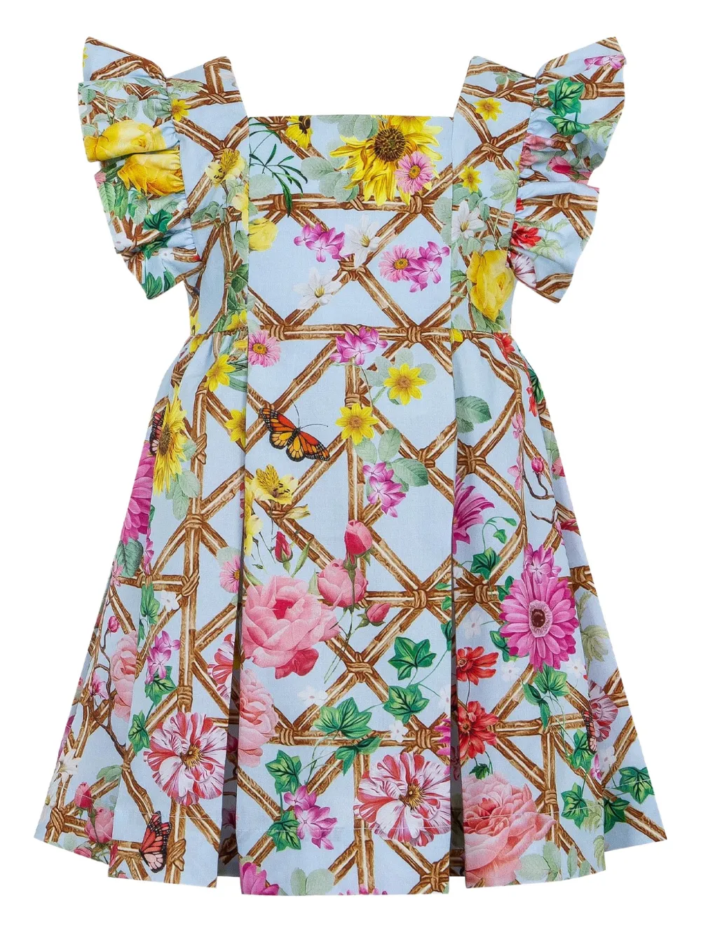 Lapin House x Mary Katrantzou Abito a fiori con ruches - Blu