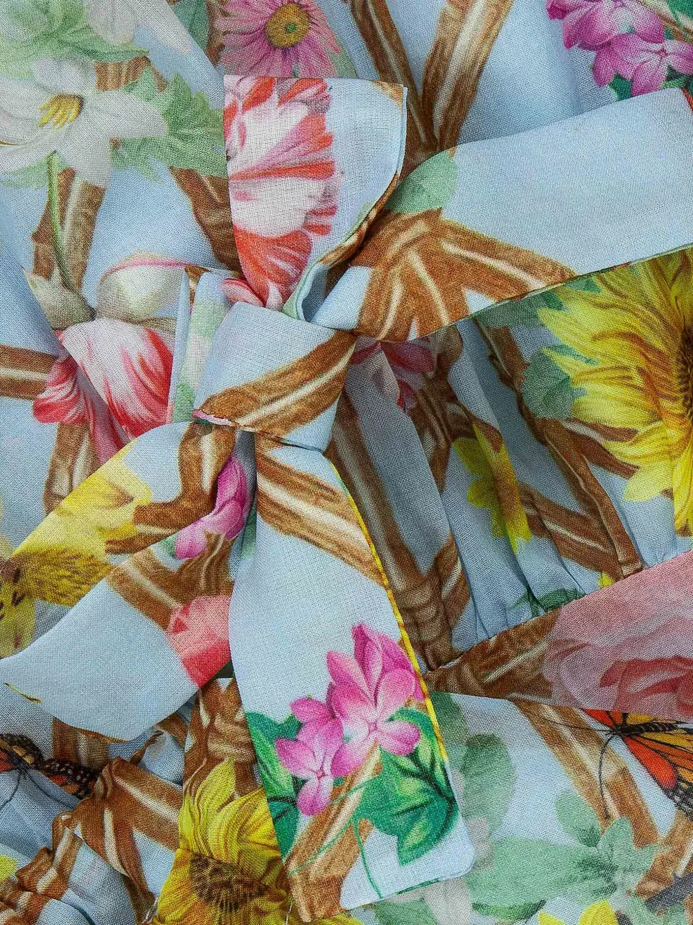 Lapin House x Mary Katrantzou jurk met gestrikt bandje en bloemenprint Blauw
