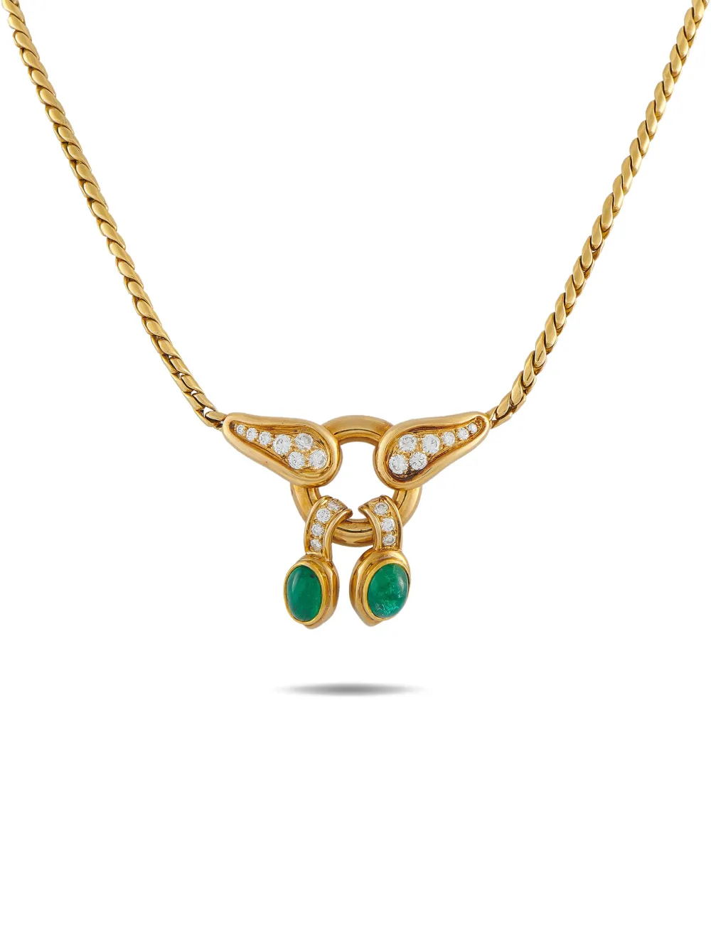 René Boivin pendant-detail diamond and emerald necklace - Oro