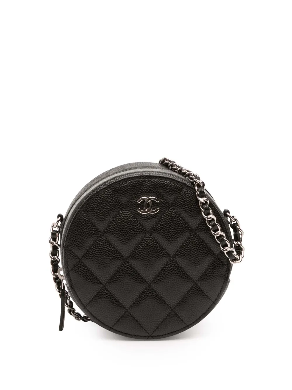 CHANEL Pre-Owned 2020 CC Quilted Caviar Round Clutch With Chain crossbody bag - Nero