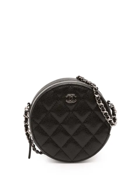CHANEL Pre-Owned bolsa crossbody CC Quilted Caviar Round Clutch With Chain 2020