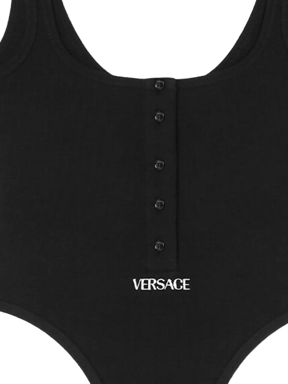 Versace Geribbelde katoenen body met borduurwerk Zwart