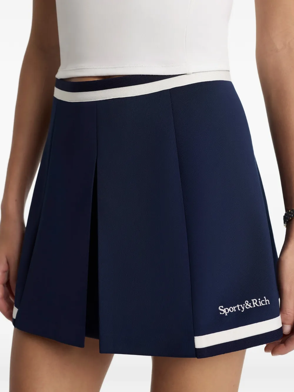 Sporty & Rich Mila geplooide gestreepte mini-rok Blauw