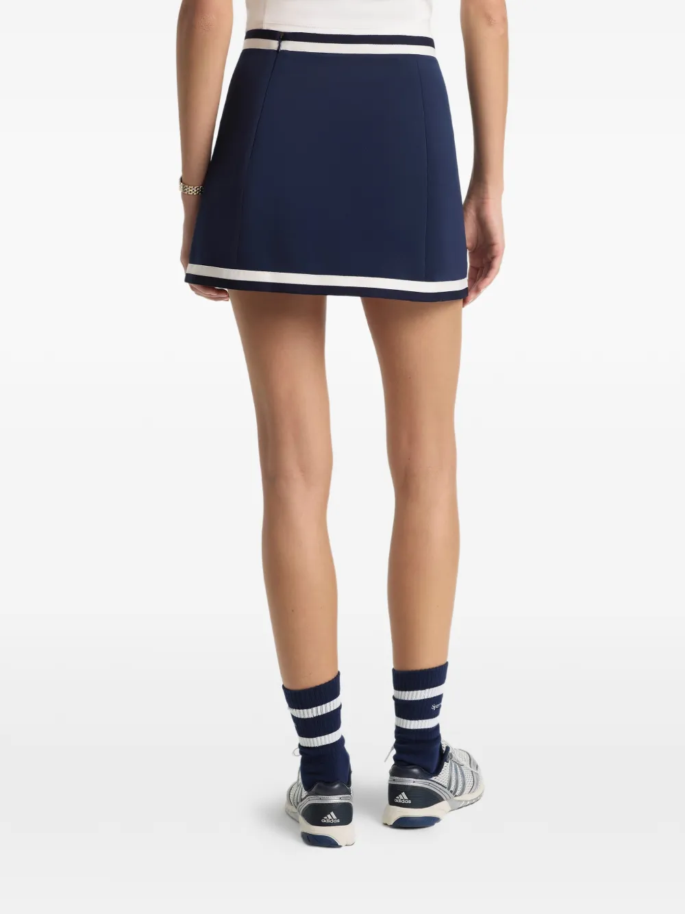 Sporty & Rich Mila geplooide gestreepte mini-rok Blauw