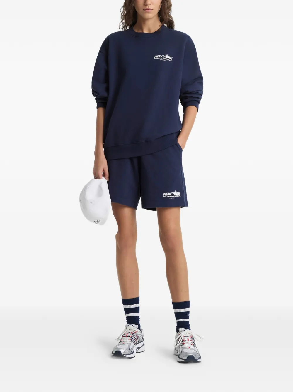 Sporty & Rich Trui met ronde hals en tekst Blauw
