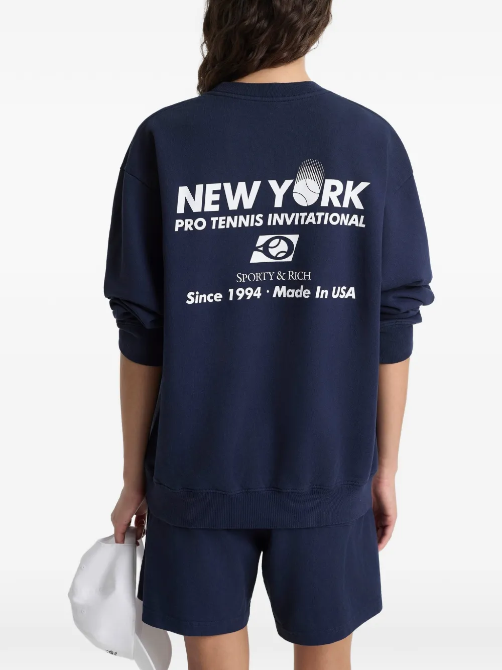 Sporty & Rich Trui met ronde hals en tekst Blauw