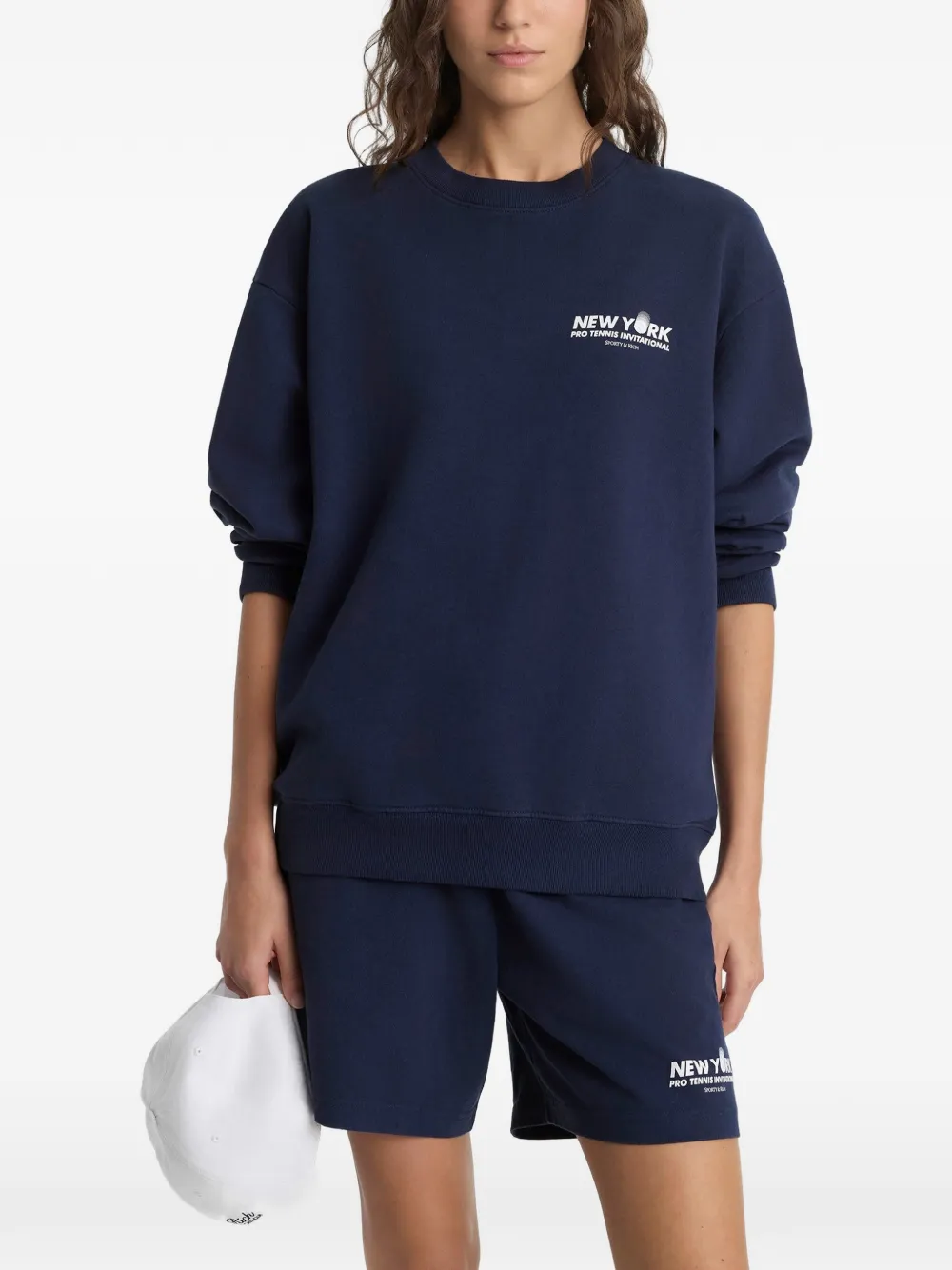 Sporty & Rich Trui met ronde hals en tekst Blauw