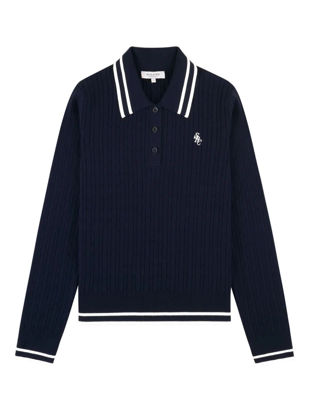 Sporty & Rich cable-knit striped polo shirt - Blu
