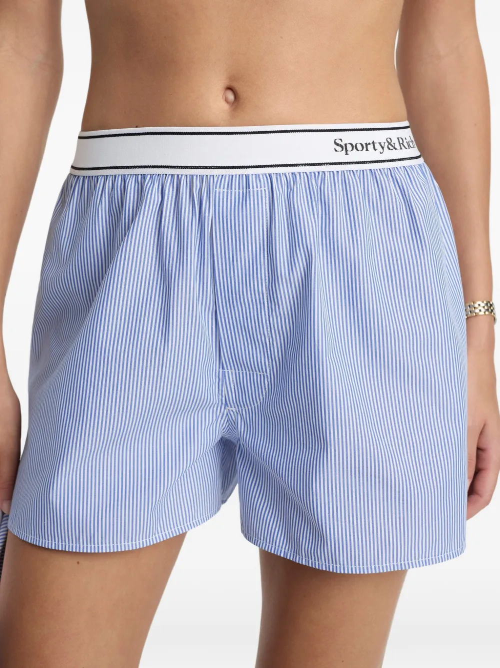 Sporty & Rich Shorts met gestreepte tailleband Blauw