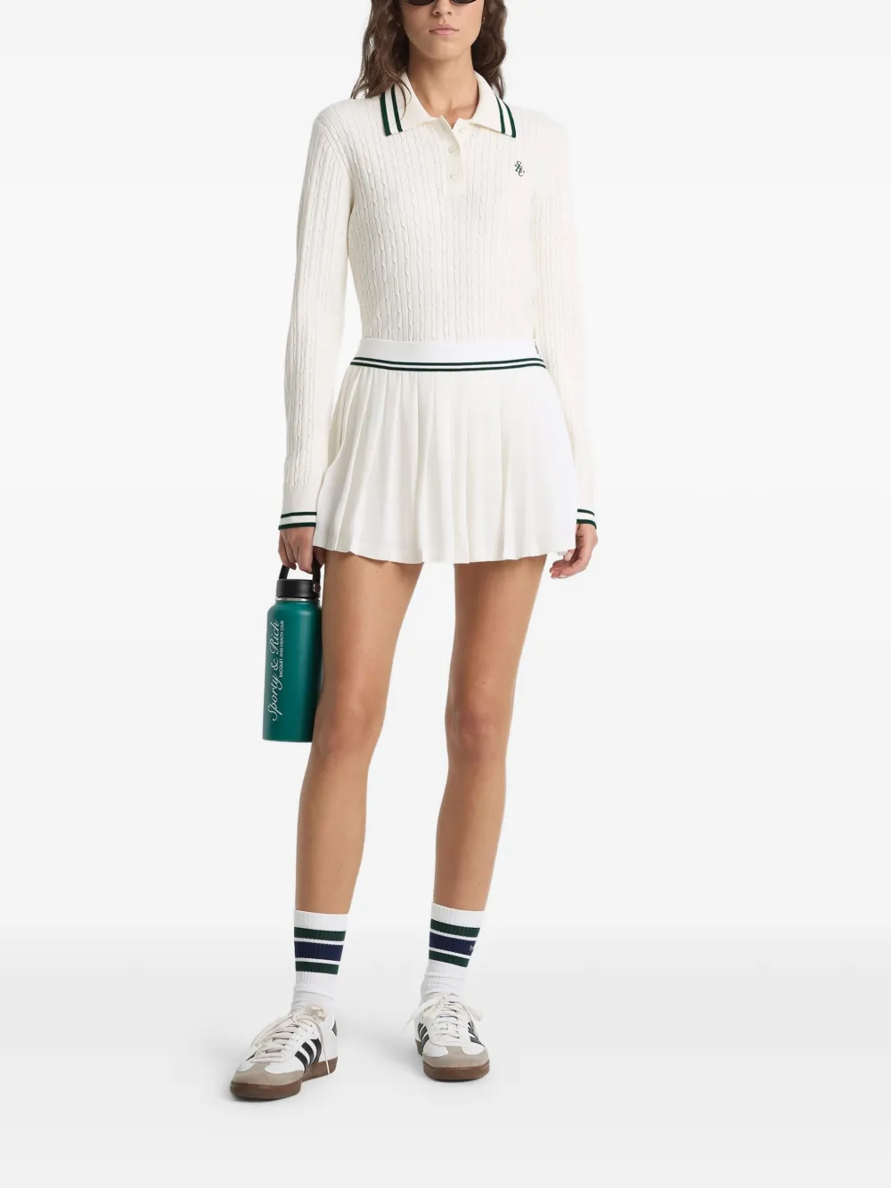 Sporty & Rich pleated striped mini skirt - Wit