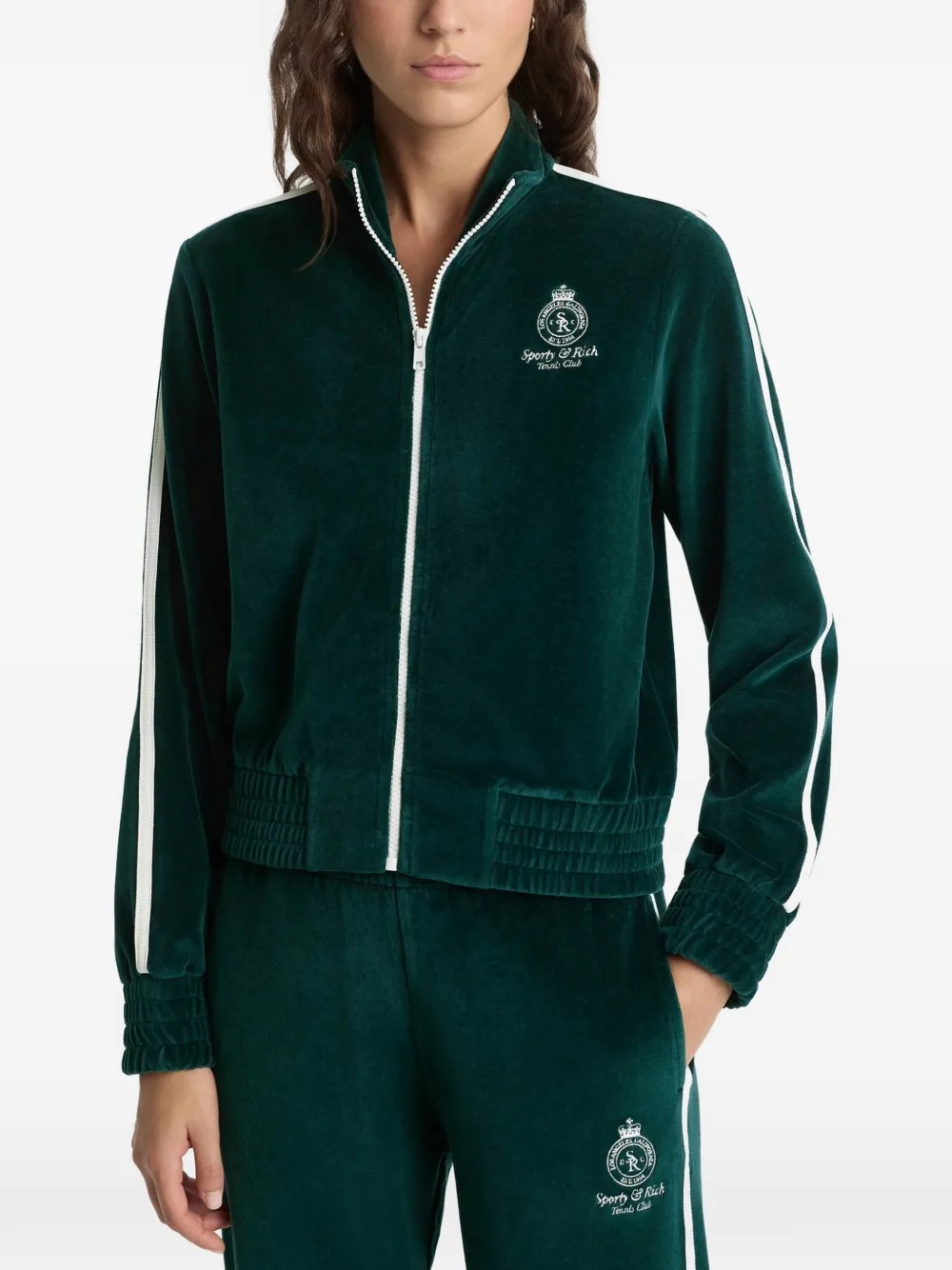  Sporty & Rich Zip-up Striped Sweater - Green 