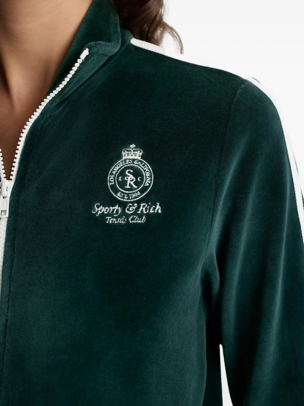Sporty & Rich Gestreepte trui met rits Groen