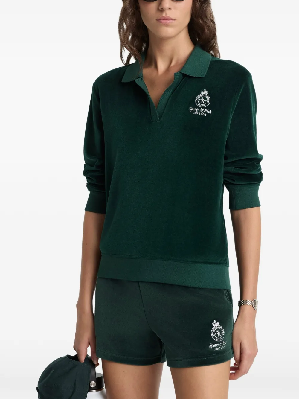 Sporty & Rich Zwembroek met geborduurd logo Groen