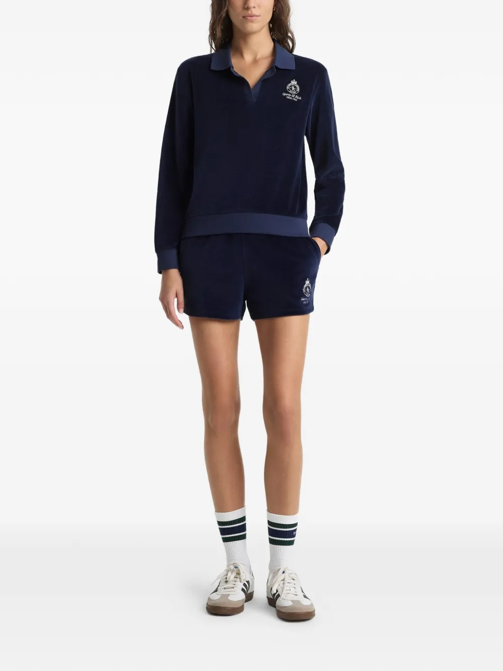 Sporty & Rich collared embroidered sweater - Blauw