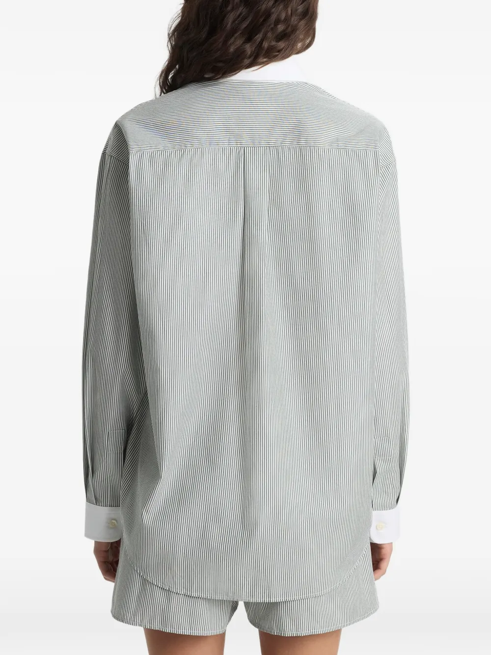 Sporty & Rich Gestreept shirt met borstzak Groen