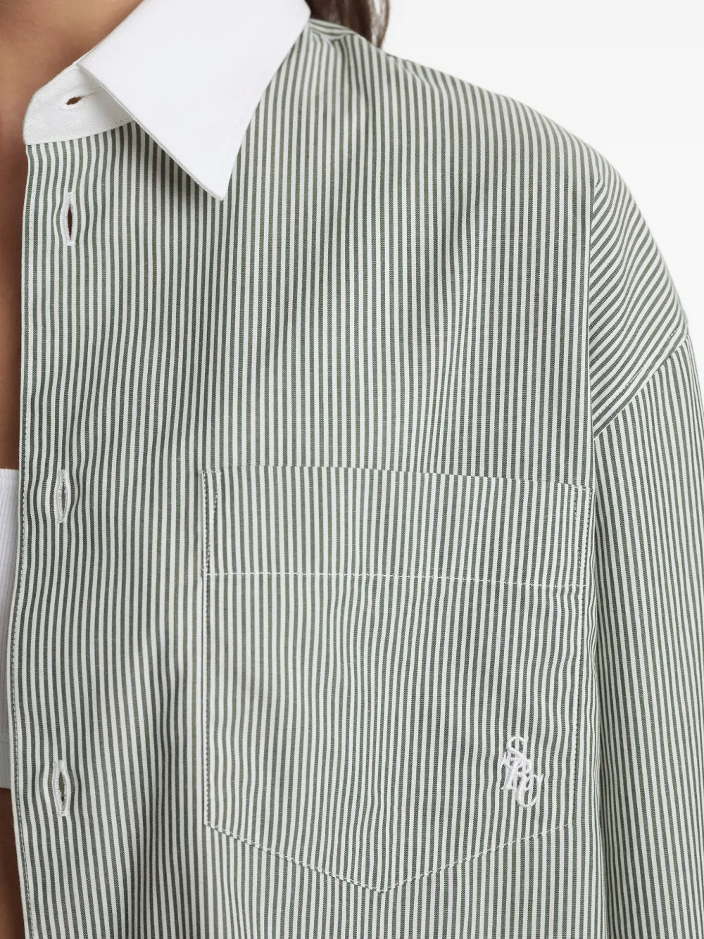 Sporty & Rich Gestreept shirt met borstzak Groen