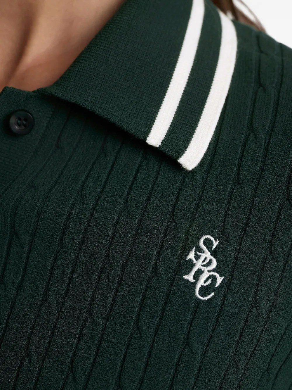 Sporty & Rich Kabelgebreid poloshirt met strepen Groen