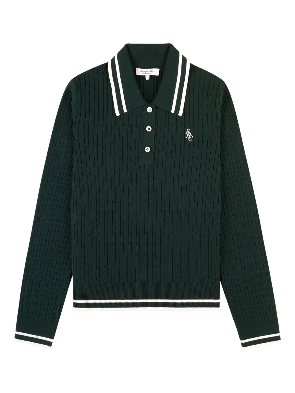 Sporty & Rich cable-knit striped polo shirt - Verde