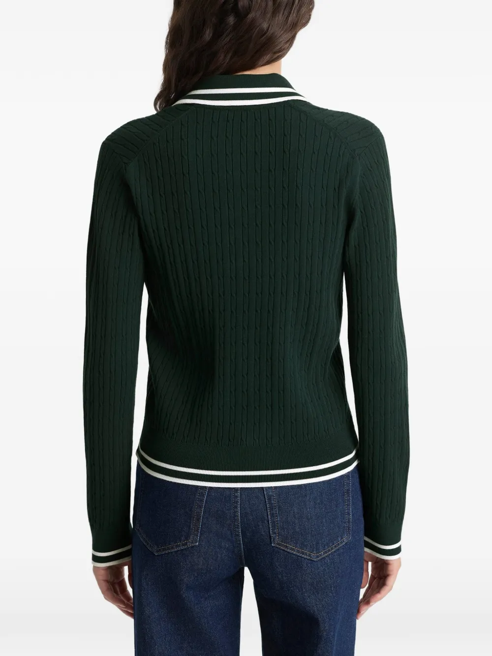 Sporty & Rich Kabelgebreid poloshirt met strepen Groen