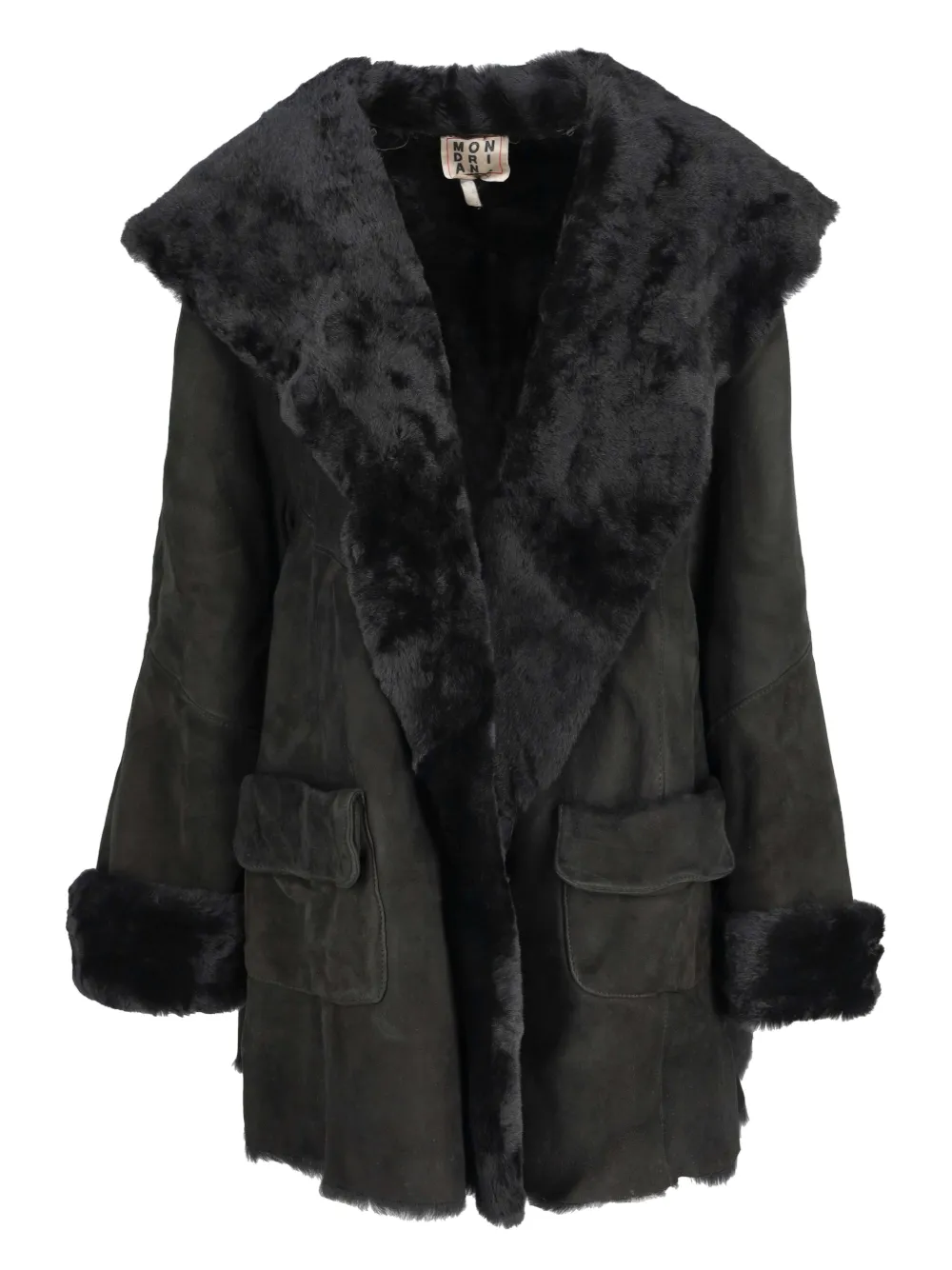 Mondrian shearling open-front jacket | Black | Image 1