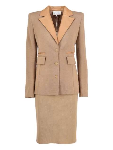 Basile Vintage leather-inserts skirt suit
