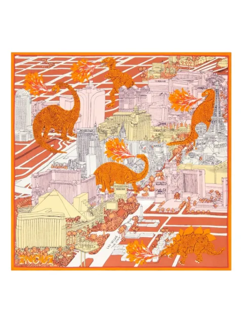 Inoui Editions Vegas dinosaur printed silk scarf