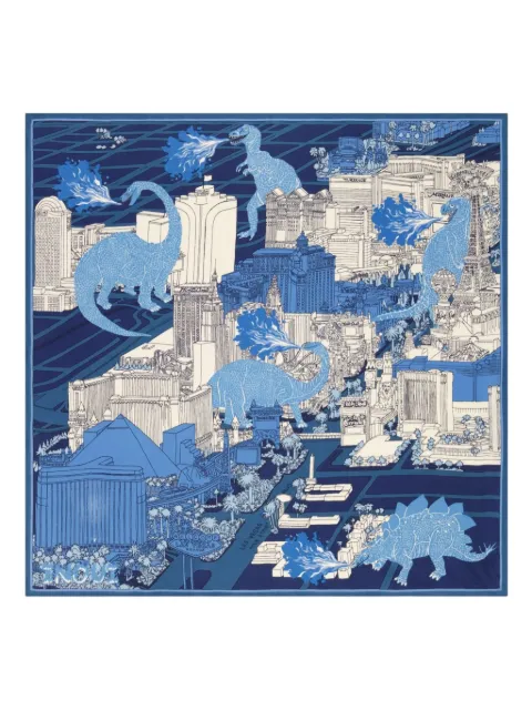 Inoui Editions Lenço Vegas de seda com estampa de dinossauro