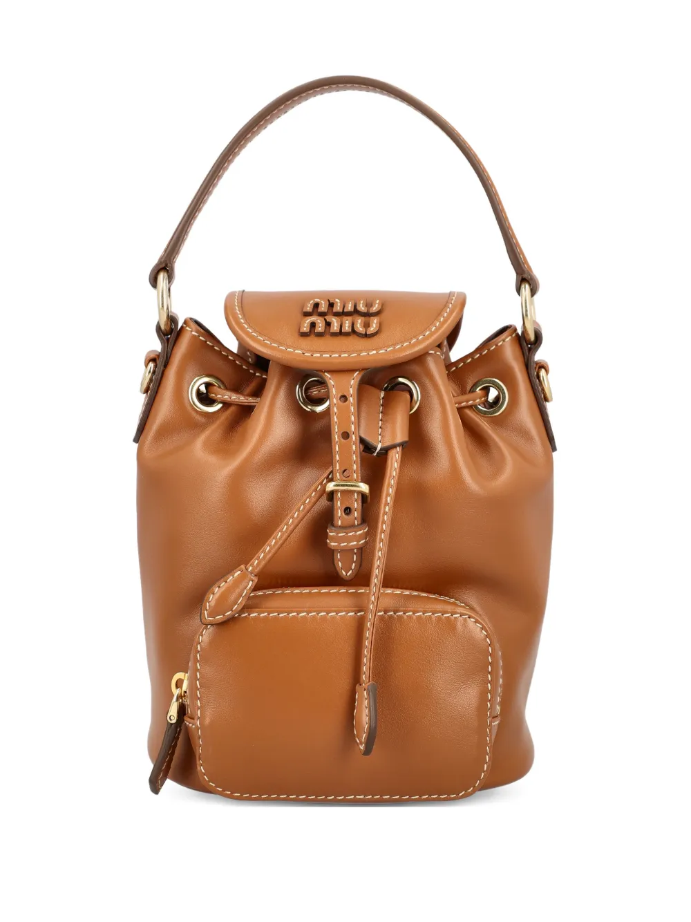 Miu Miu logo top-handle backpack - Braun
