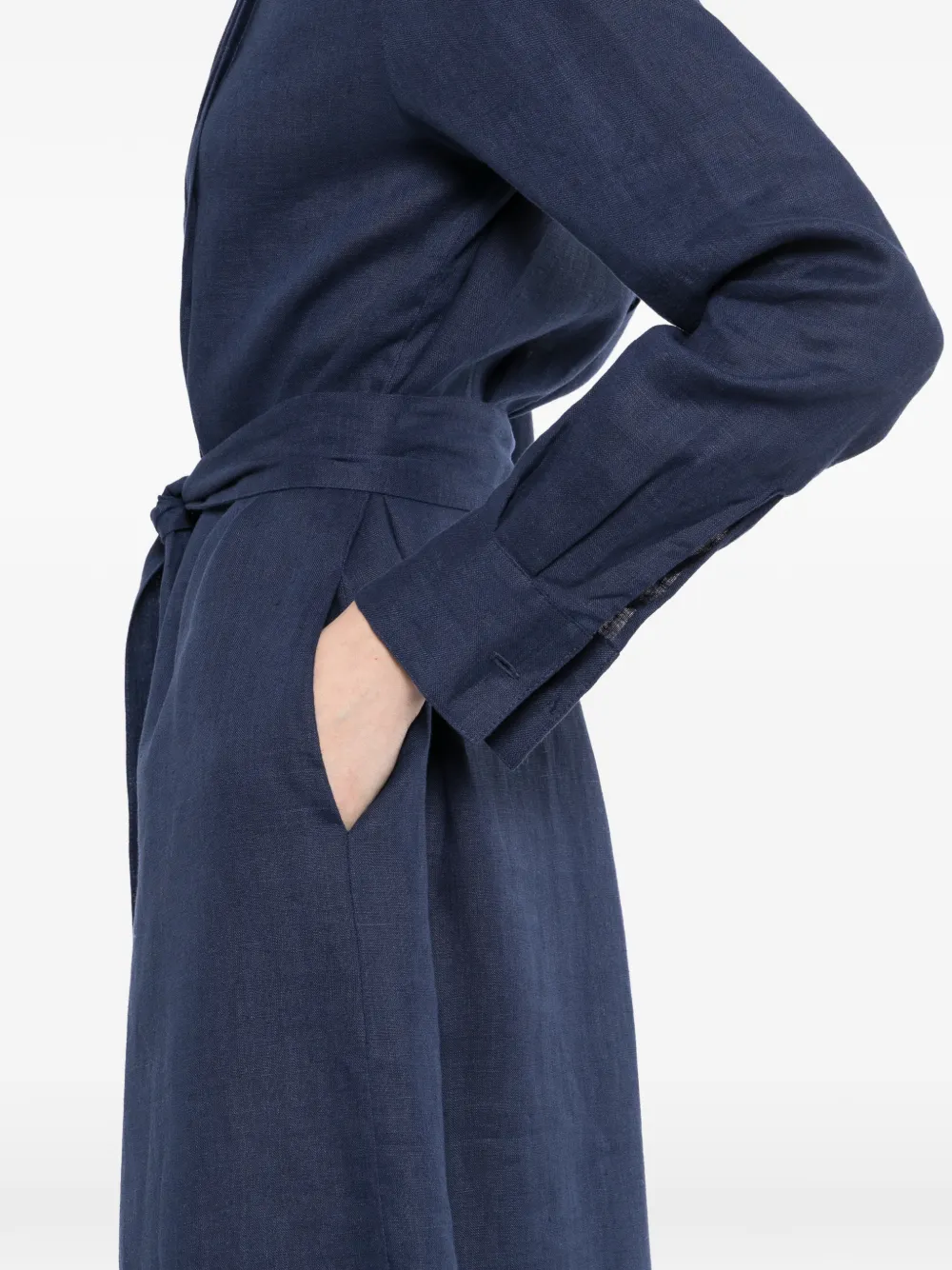 N.Peal Blousejurk met gestrikte ceintuur Blauw