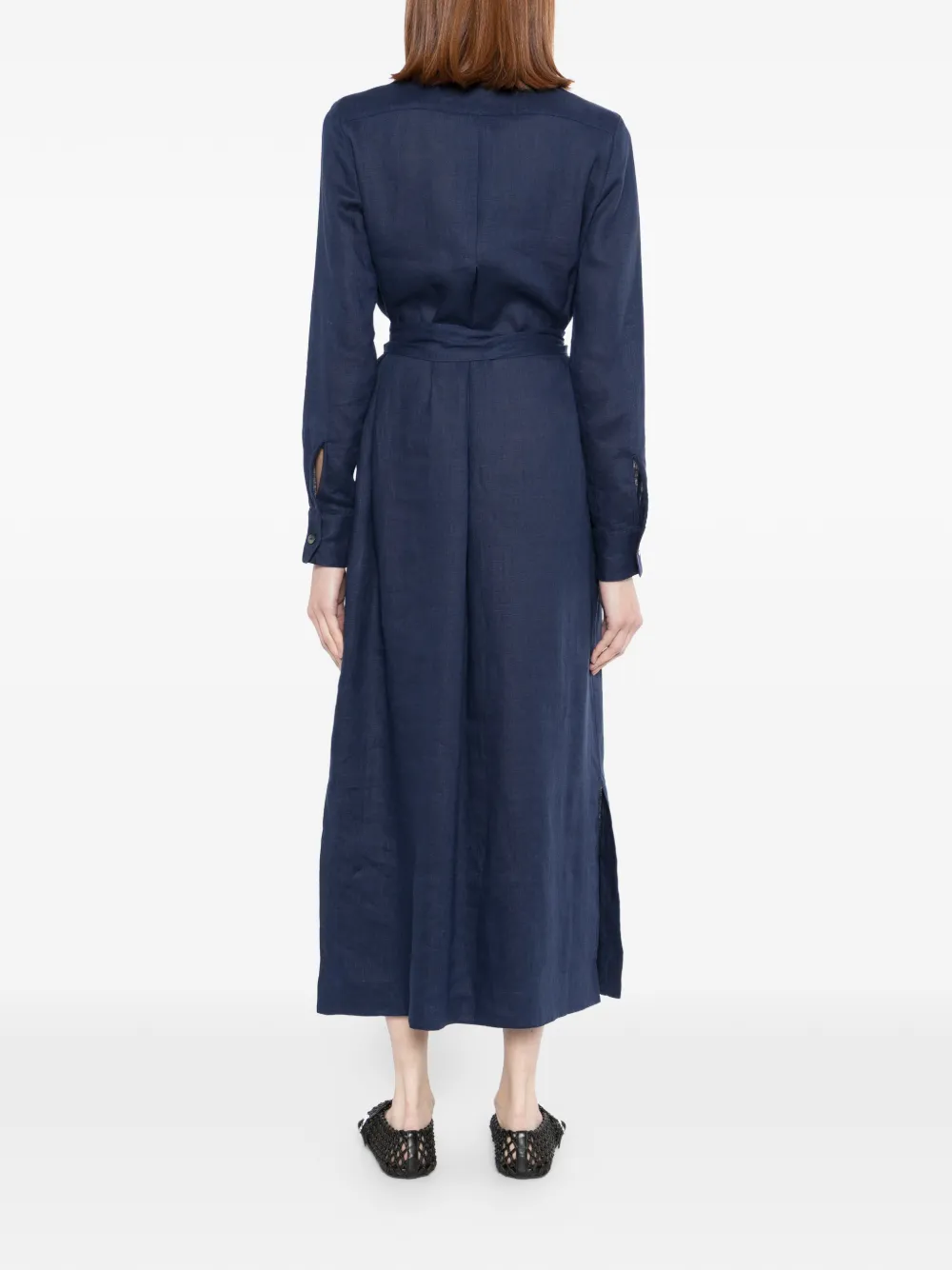 N.Peal Blousejurk met gestrikte ceintuur Blauw