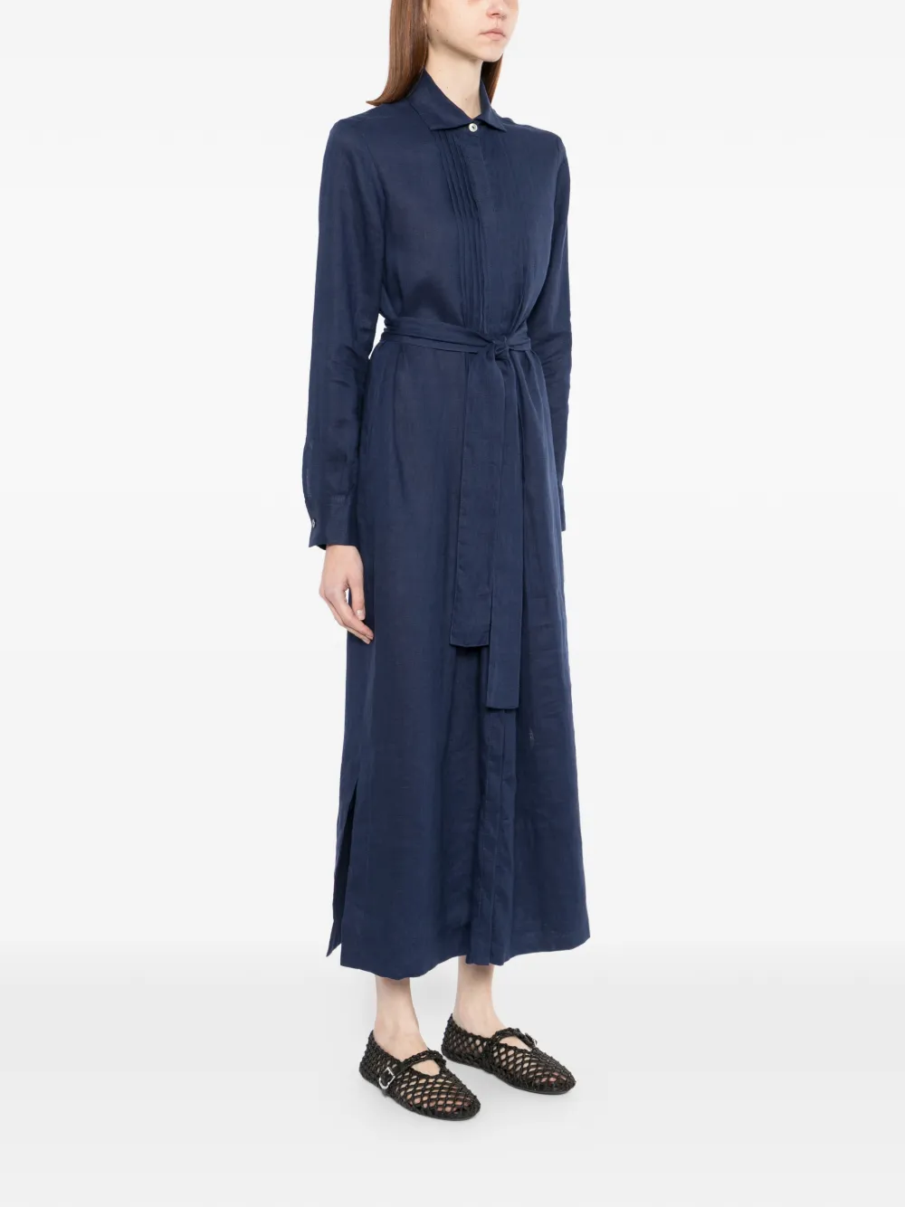 N.Peal Blousejurk met gestrikte ceintuur Blauw