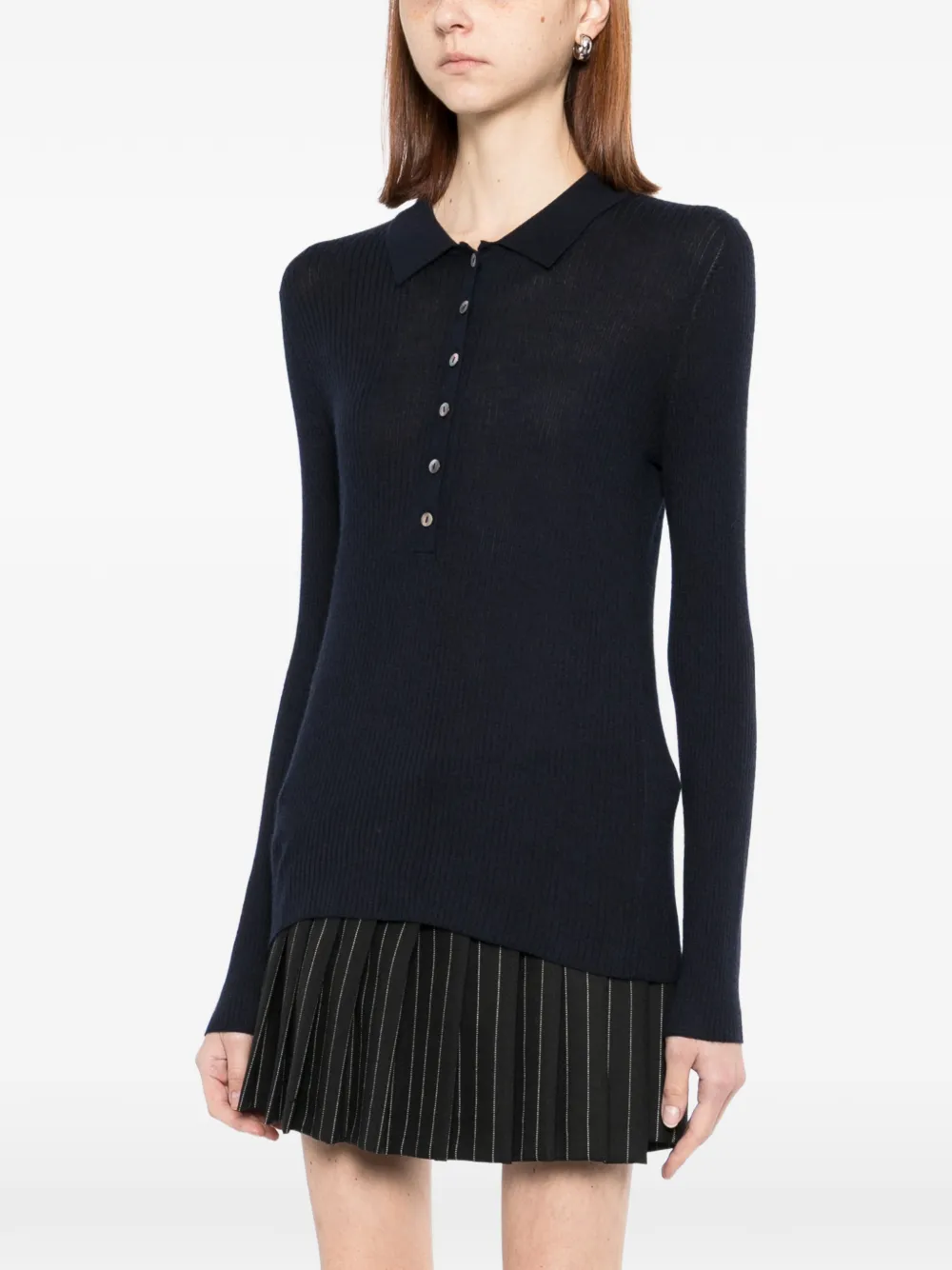  N.peal Ribbed Polo Top - Blue 