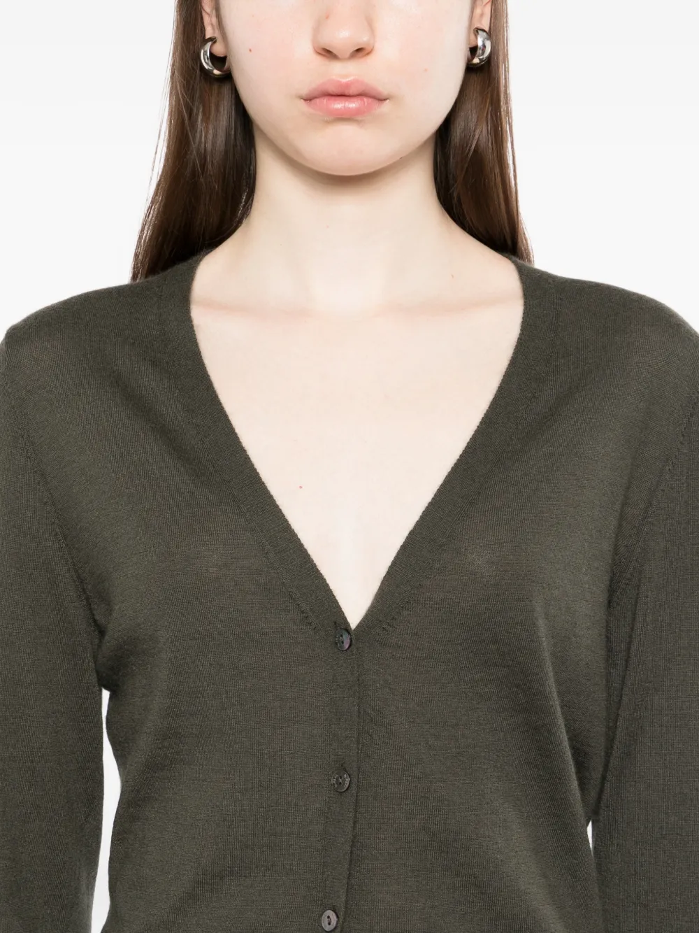 N.Peal Vest met V-hals Groen