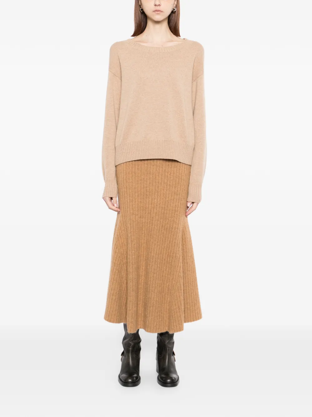 N.Peal Cropped trui met boothals Beige