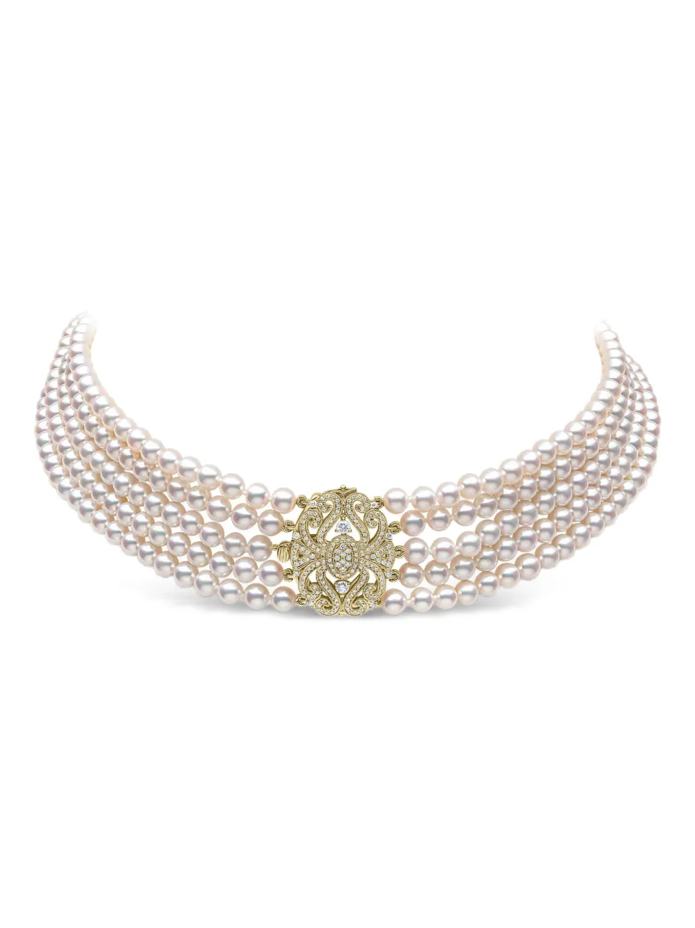 Yoko London Classic diamond and pearl choker - Bianco
