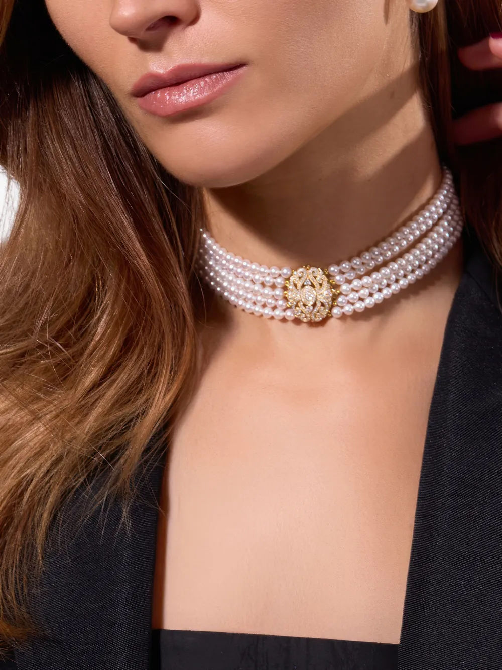 Classic Diamond And Pearl Choker