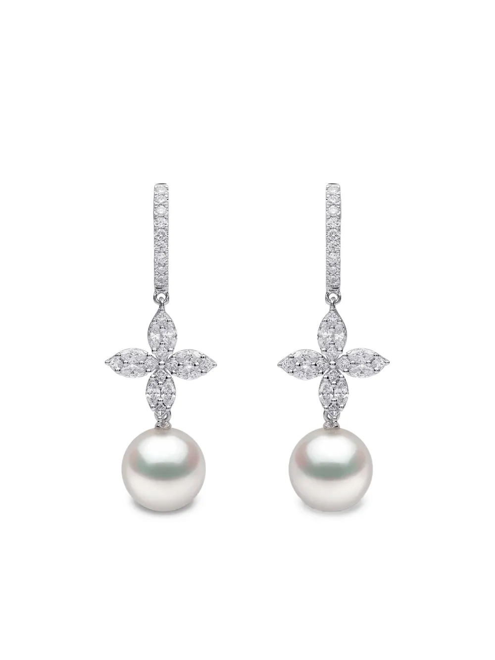 Yoko London Glitz pearl and diamond earrings - Argento