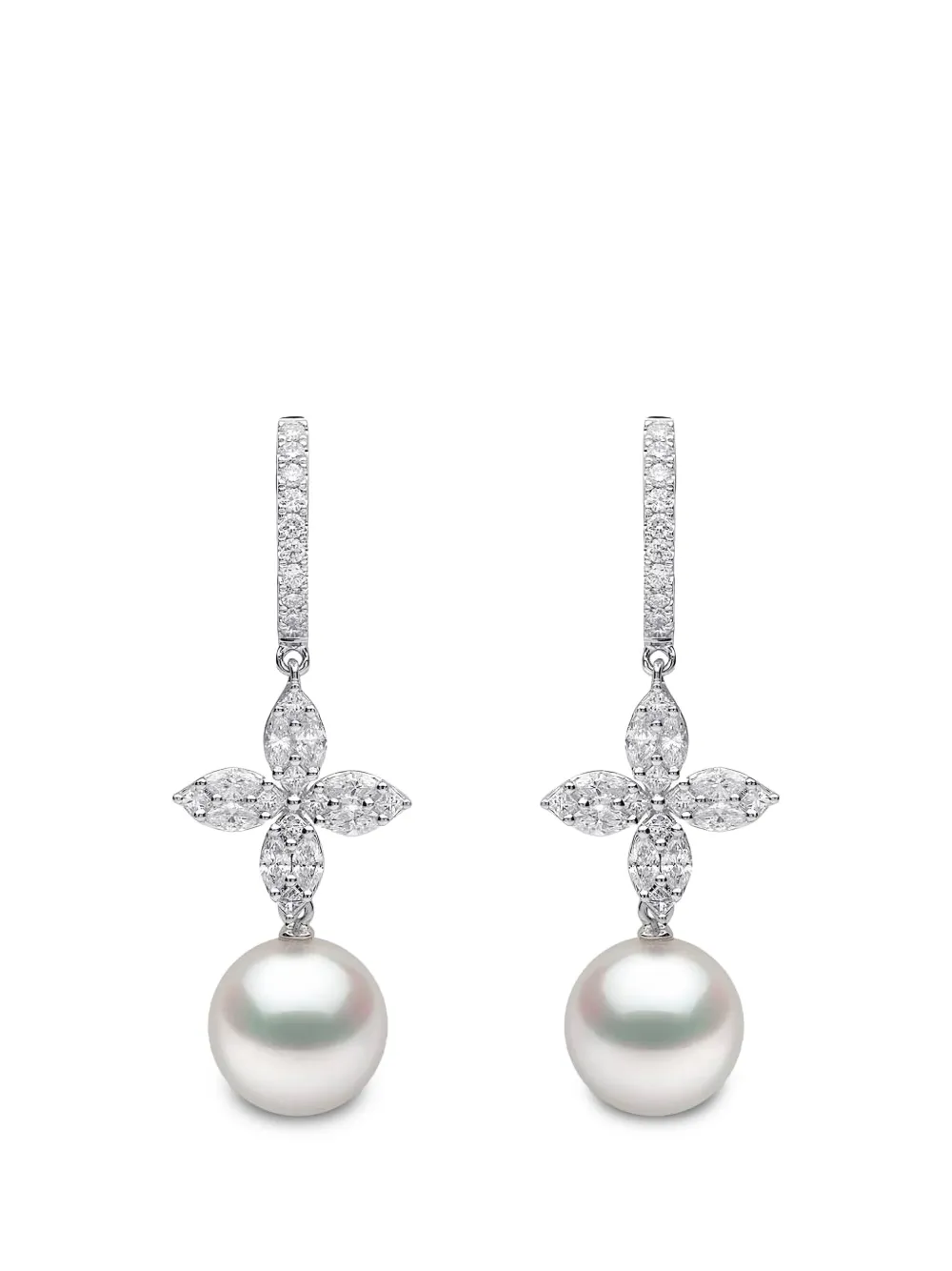 Yoko London Glitz pearl and diamond earrings - Argento