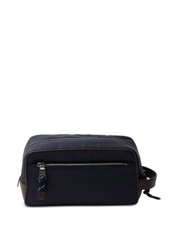 Prada Speedrock Re-Nylon logo-plaque Wash Bag | Blue | FARFETCH ID